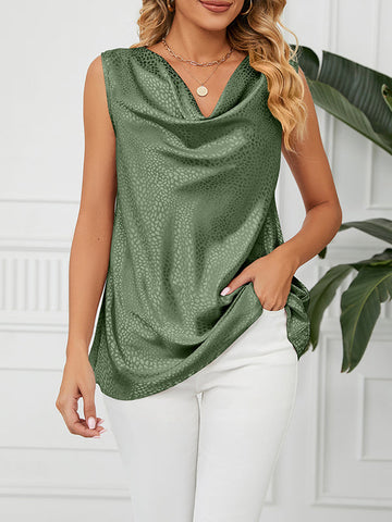 Solid Color Split-Joint Loose Sleeveless V-neck Vest Top