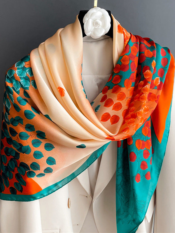 Leaves Print Sun Protection Shawl&Scarf