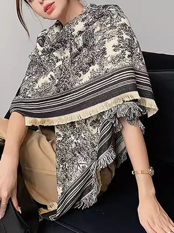 Fringed Keep Warm Printed Shawl&Scarf