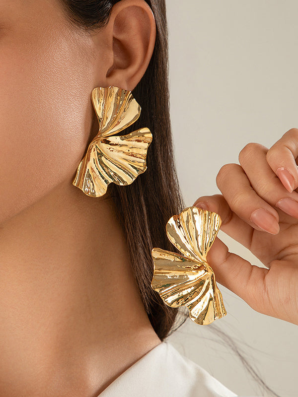 Geometric Pleated Solid Color Earrings Accessories