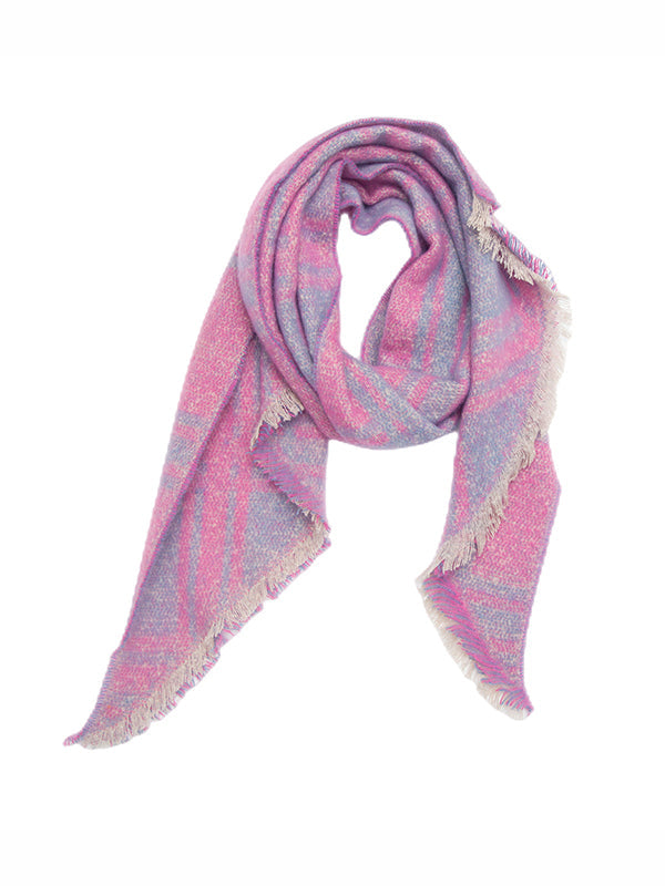 Diamond-Patterned Fringed Keep Warm Shawl&Scarf