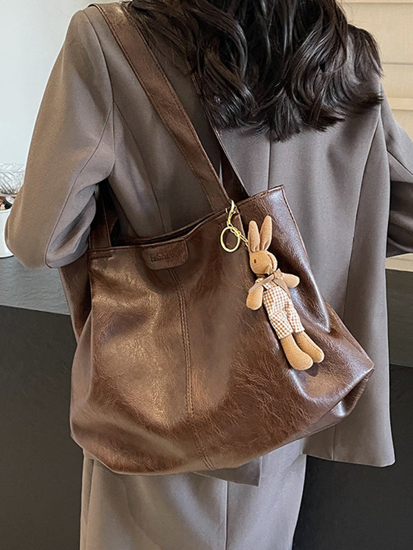 Solid Color Zipper Tote Bags Handbags