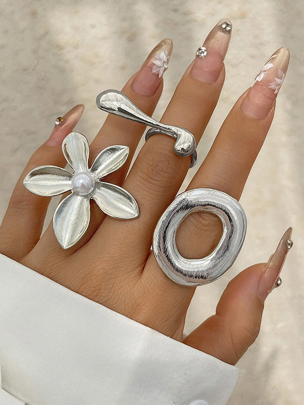 Flower Shape Shiny Rings Accessories