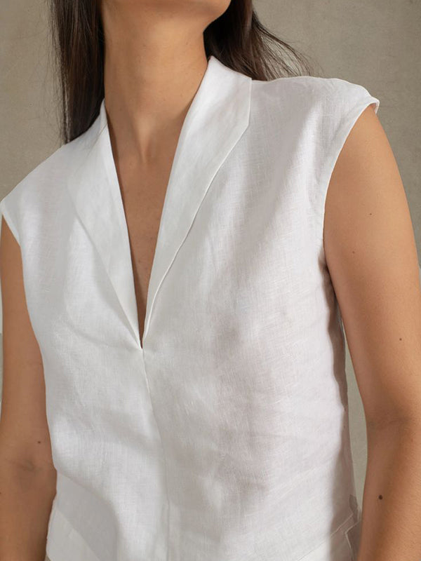 Solid Color Loose Sleeveless V-Neck Vest Top