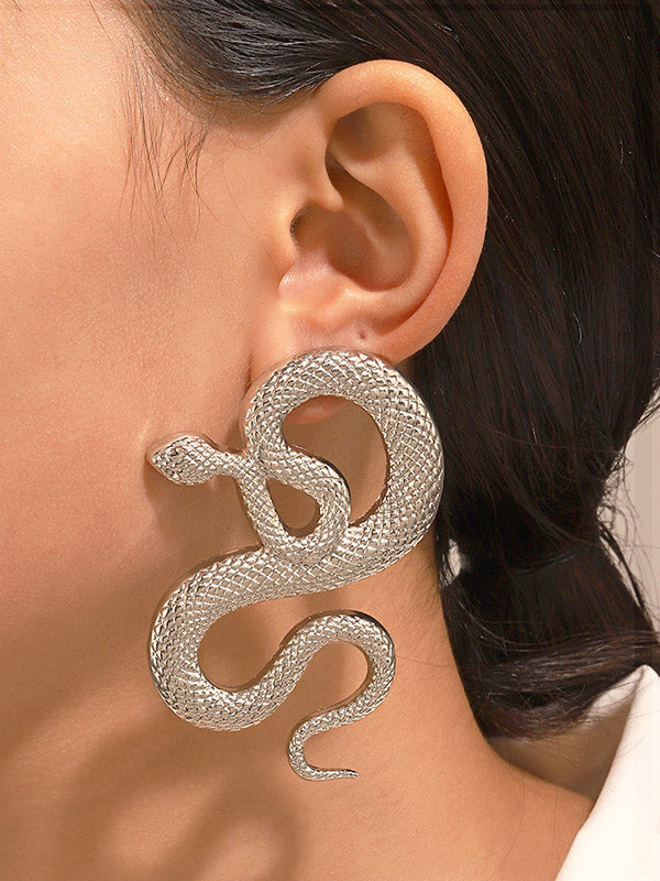 Snake Shape Solid Color Drop Earrings