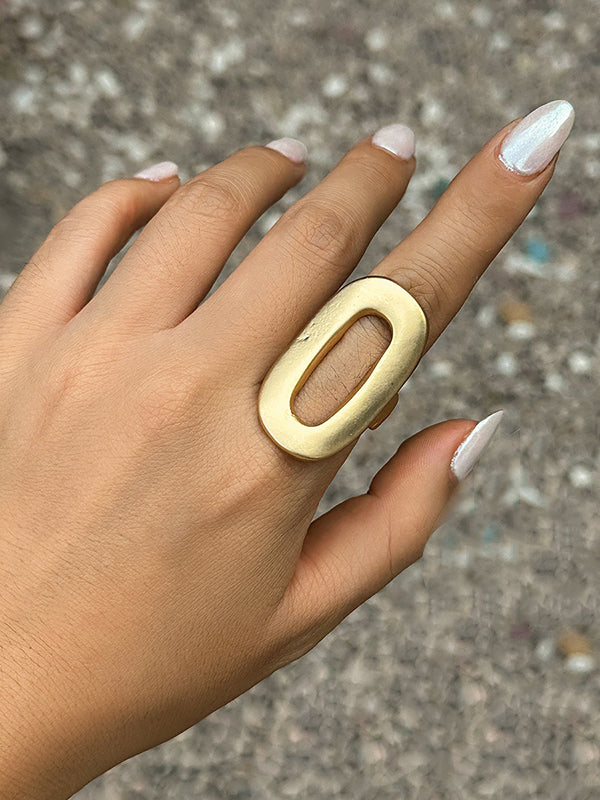 Adjustable Geometric Hollow Solid Color Rings Accessories