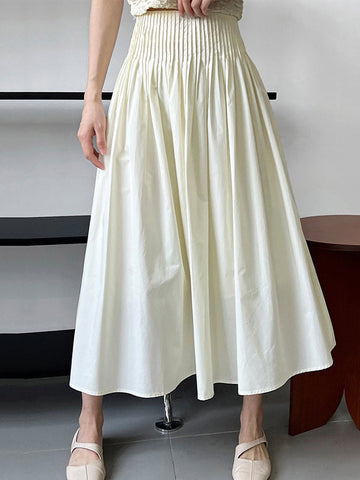 Pleated Solid Color A-Line Loose Skirts Bottoms