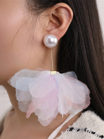 Three-Dimensional Flower Drop Earrings