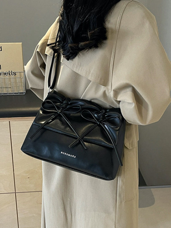 Bowknot Pleated Solid Color Crossbody Bags