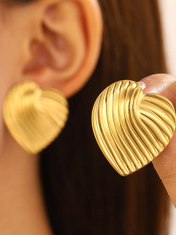 Heart Shape Solid Color Drop Earrings