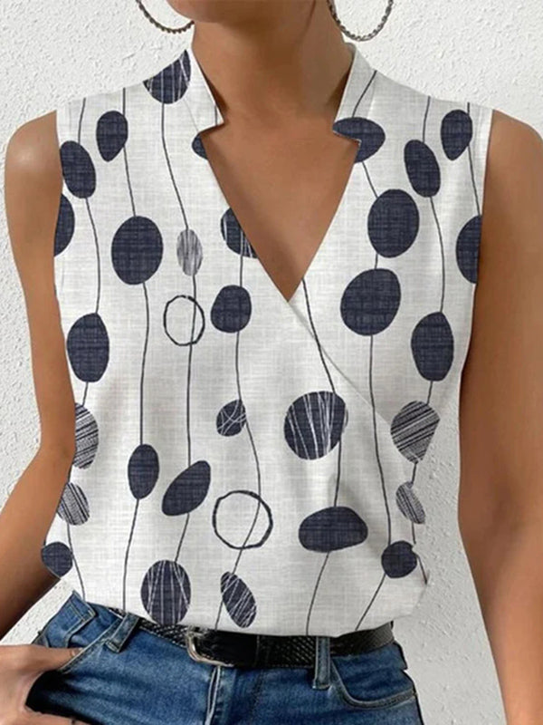 Polka-Dot Split-Joint Loose Plus Size V-neck Vest Top