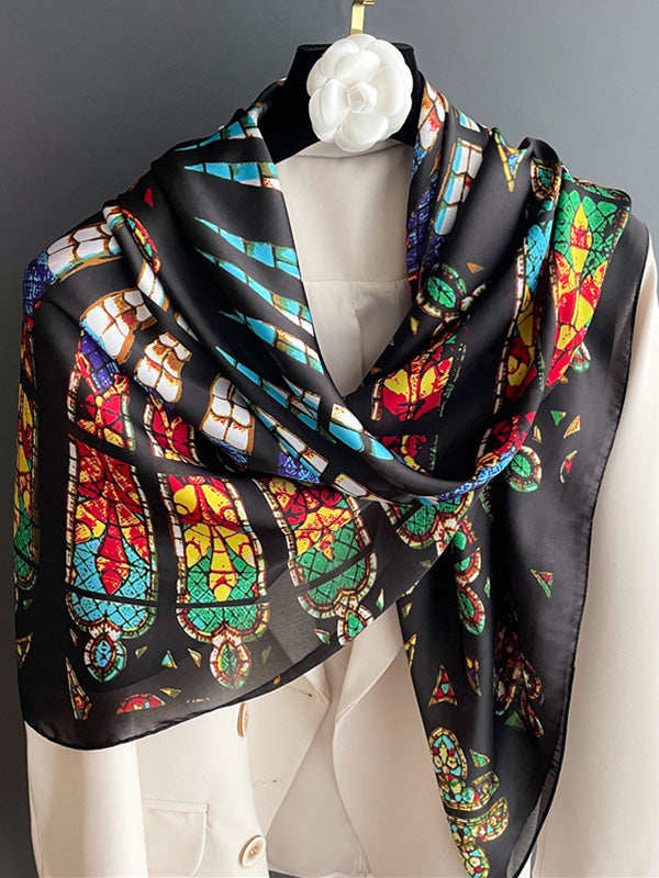 Contrast Color Printed Sun protection Shawl&Scarf