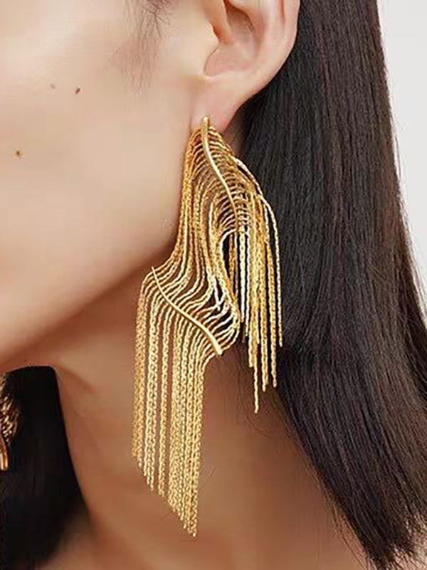 Solid Color Tasseled Drop Earrings