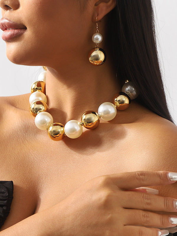 Contrast Color Geometric Necklaces Accessories + Drop Earrings