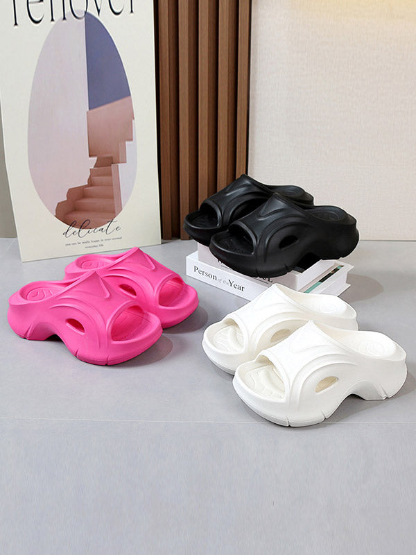 Hollow Solid Color Slippers Platform Shoes