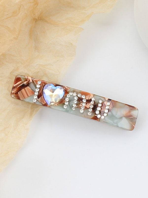 Geometric Rhine Stones Solid Color Hair Clips