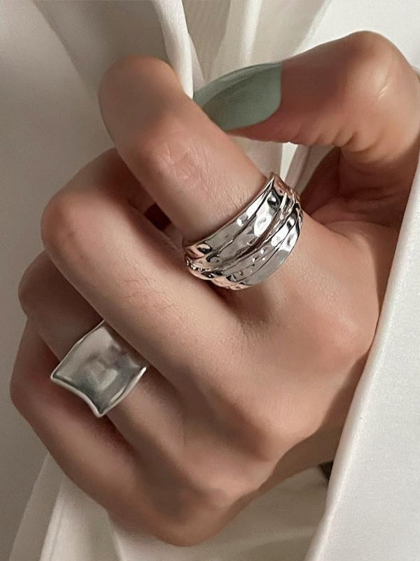 Adjustable Geometric Solid Color Rings Accessories