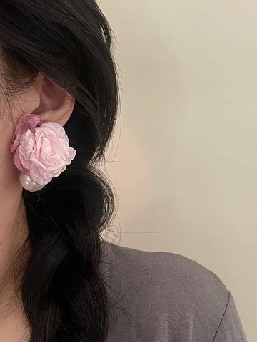 Flower Shape Pleated Earrings Accessories