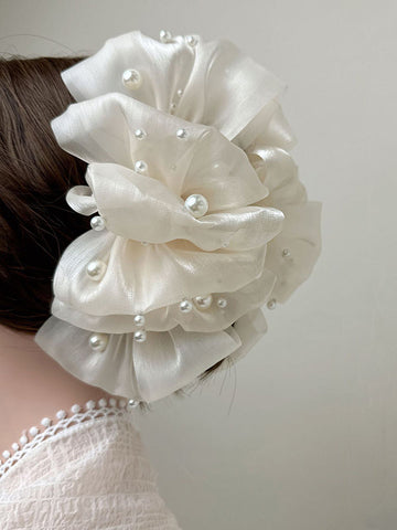 Flower Shape Gauze See-Through Hairclaw Clawclip