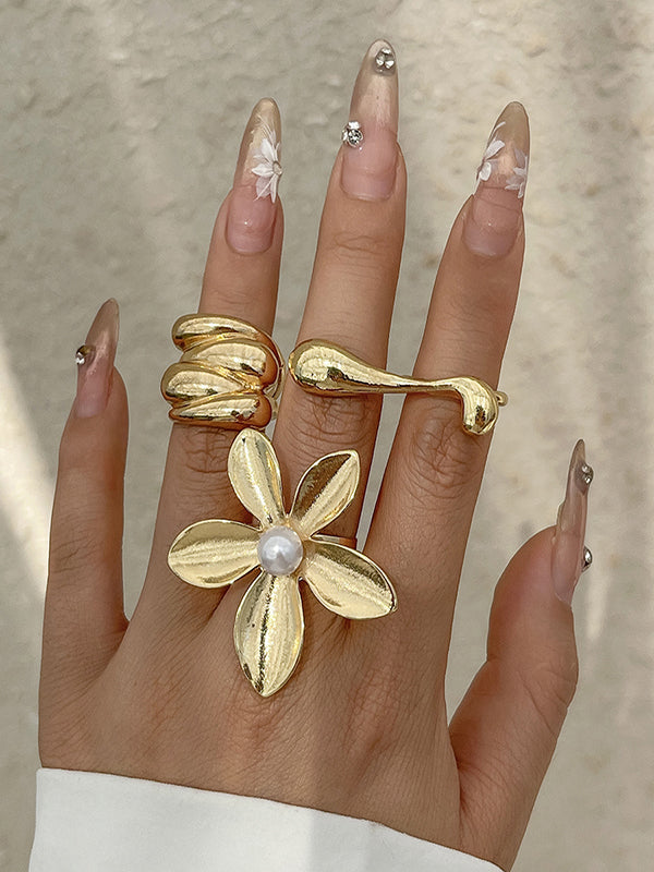 Geometric Shiny Solid Color Rings Accessories