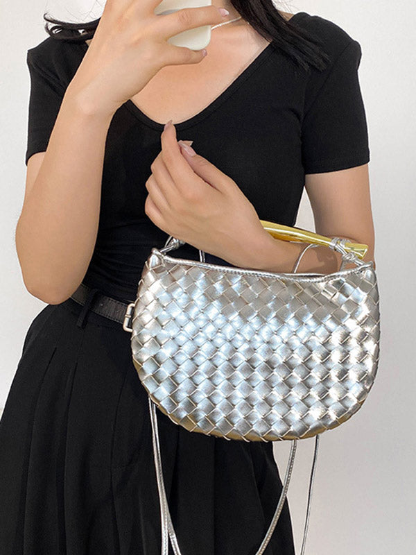 Geometric Shiny Woven Handbags Crossbody Bags