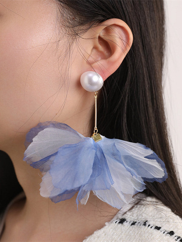 Three-Dimensional Flower Drop Earrings