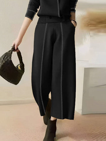 Split-Joint High Waisted Loose Trousers Pants