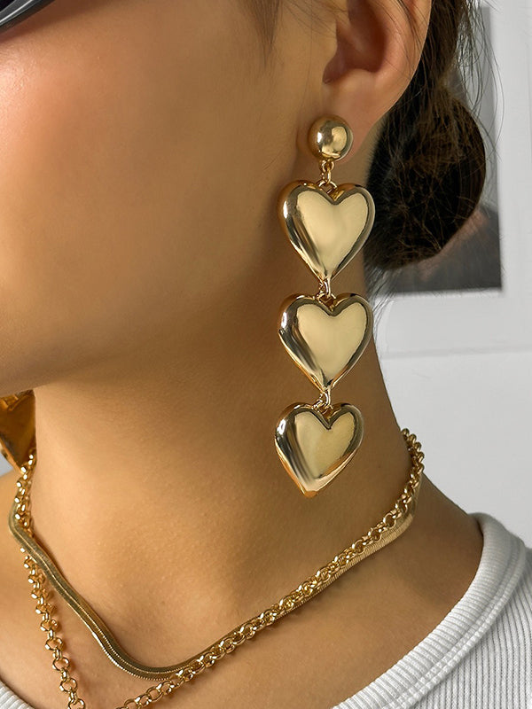 Heart Shape Solid Color Earrings Accessories Drop Earrings