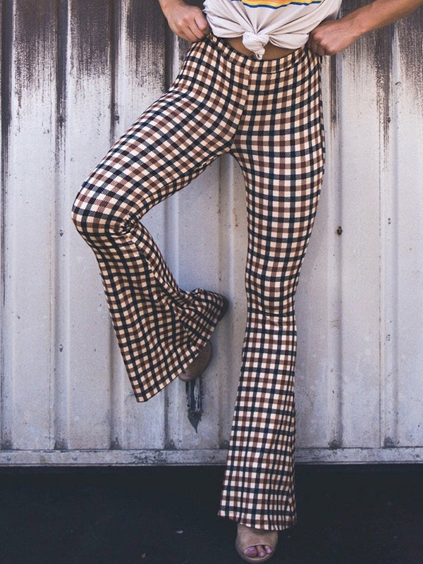 Plaid Flared Pants Trousers Pants