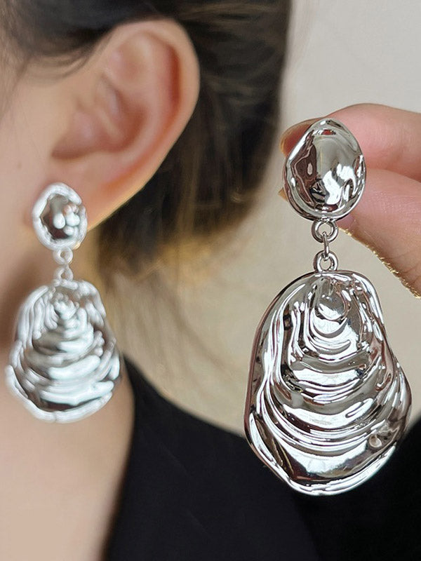 Geometric Pleated Solid Color Earrings Accessories Drop Earrings