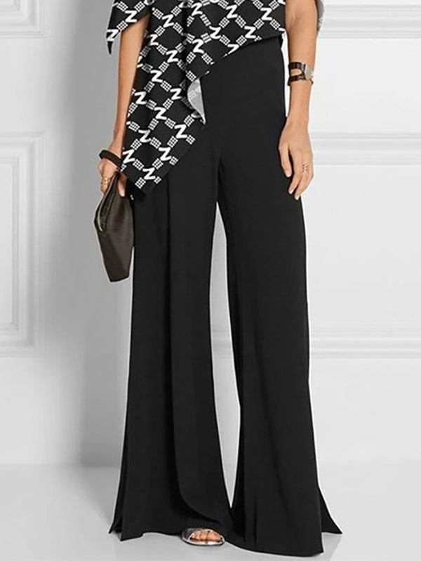 Solid Color Split-side Loose Wide Leg Trousers Pants