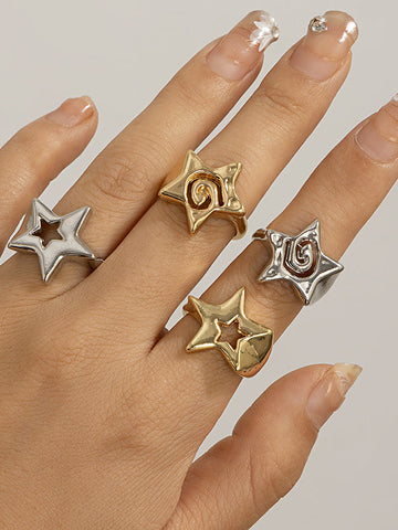 Adjustable Hollow Star Shape Normcore Rings Accessories