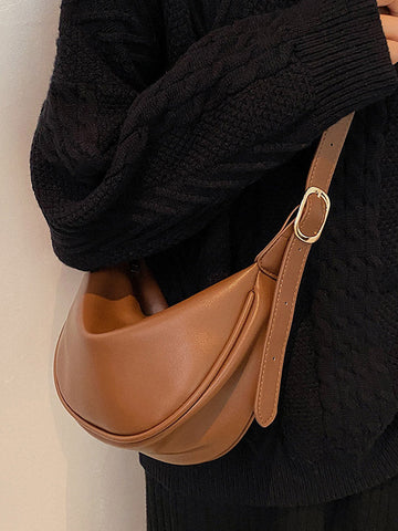 Buckle Geometric Solid Color Zipper Crossbody Bags