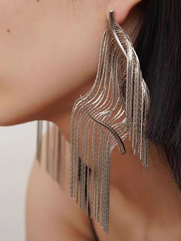 Plain Tasseled Drop Earrings