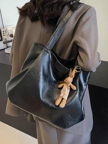 Solid Color Zipper Tote Bags Handbags