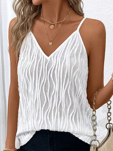 Split-Joint Loose Sleeveless Spaghetti-Neck Vest Top