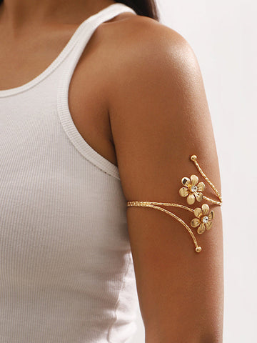 Flower Shape Geometric Rhine Stones Armlet Accessories