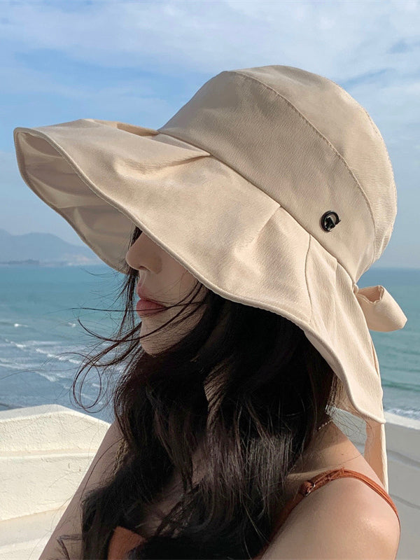 Bowknot Pleated Split-Joint Sun Hat Fisherman Hat