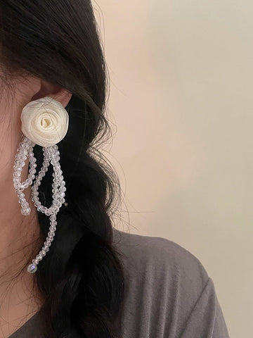 Beaded Flower Shape Earrings Accessories