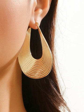 Geometric Hollow Solid Color Drop Earrings