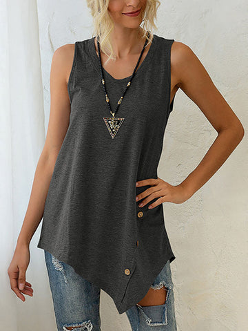 Casual Irregularity Loose Solid Color V-Neck Vest Top