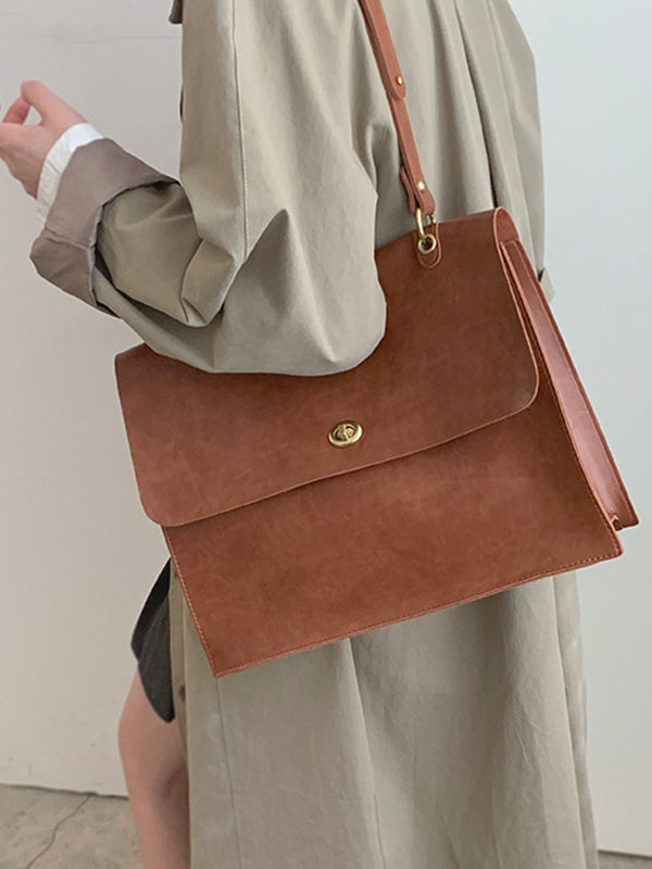 Vintage Solid Color PU Tote Bags Accessories