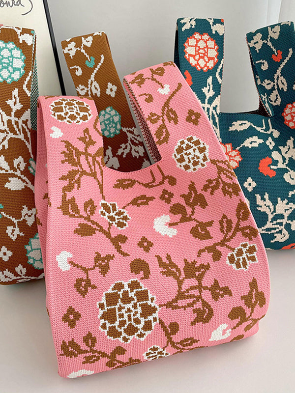 Floral Printed Woven Handbag Bags Accessories