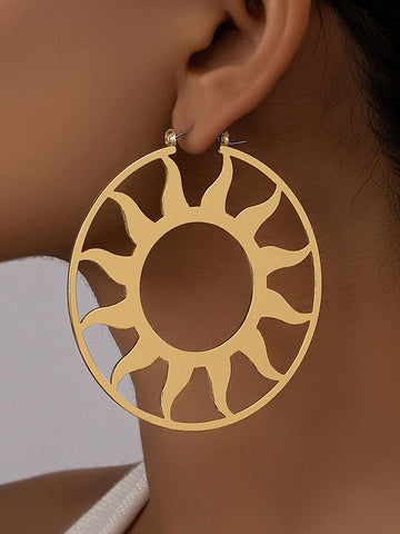 Hollow Solid Color Sun Ear-Ring