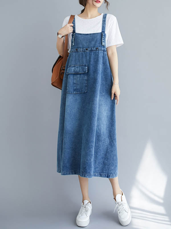 Original Solid Denim Strapless Dress