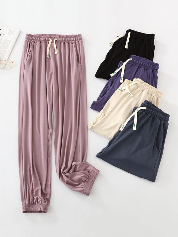 Anti-Mosquito Drawstring Elasticity Pleated High Waisted Loose Yoga Bottoms Pants