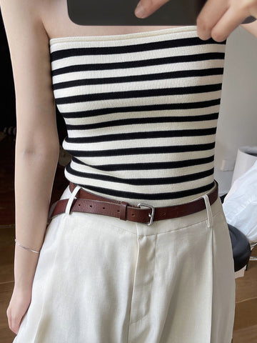 Simple Casual Striped Strapless Top