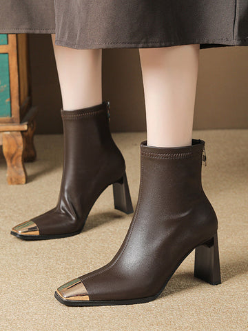 Split-Joint Square-Toe Pumps Boots