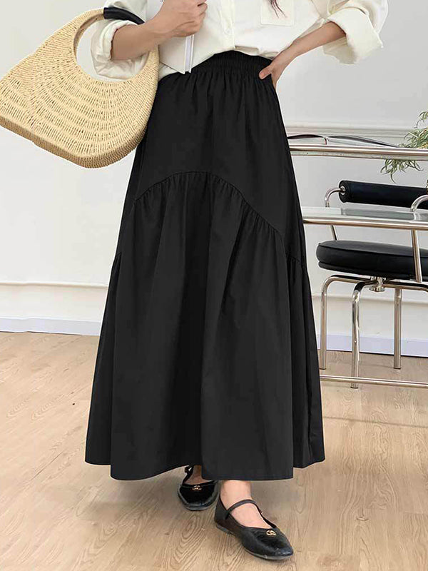 Pleated Split-Joint Loose Skirts Bottoms