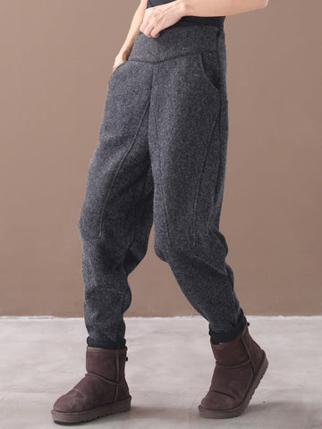 Loose Stitching Velvet Thickening Pants